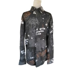 Toku Button Front Paint Graffiti Mens Graphic Shirt Cotton Blend Size XL